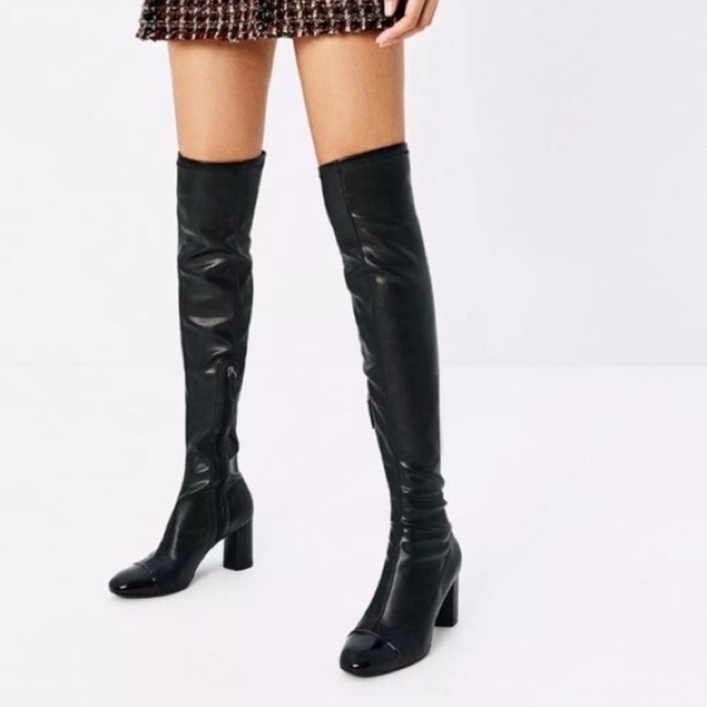 Zara Cap Toe Faux Leather OTK Boots